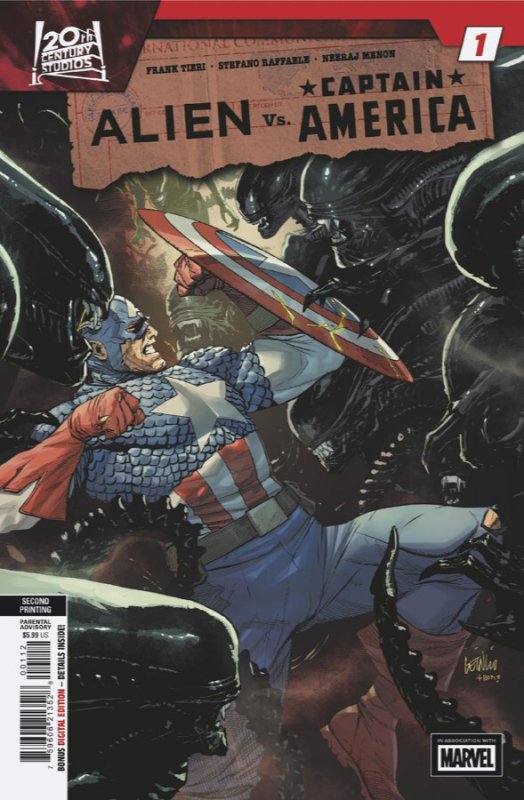 ALIEN VS. CAPTAIN AMERICA #1 ? DAN PANOSIAN RATIO 2ND PRINTING VIRGIN 1:25