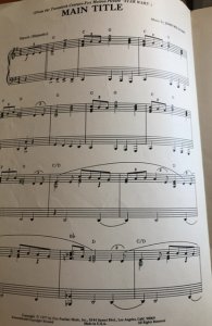 Star Wars main title sheet music, 1977