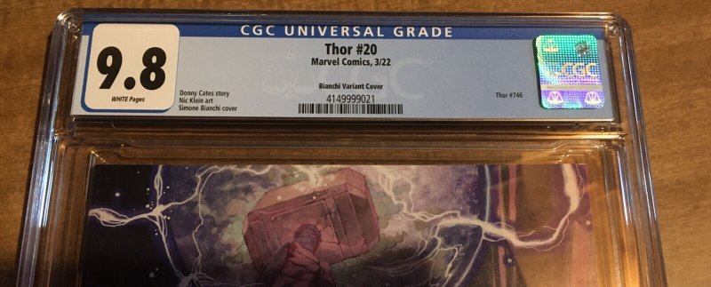 1ST GOD OF HAMMERS Thor #20 1:25 Simone Bianchi variant CGC 9.8 NM+/M