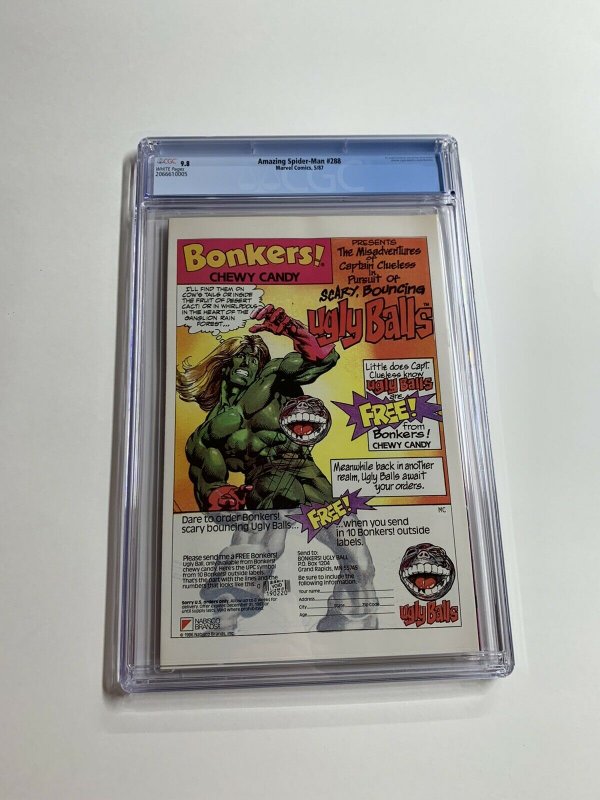 Amazing Spider-man 288 Cgc 9.8 White Pages Marvel Copper Age