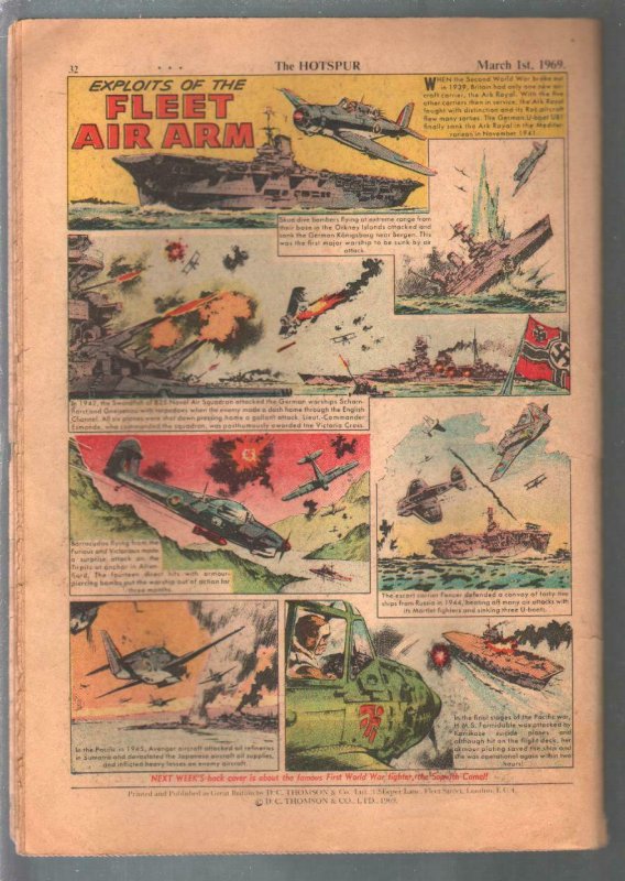 Hotspur #489 3/1/1969-D.C. Thompson-tabloid format-comic thrills-VG 
