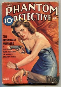 Phantom Detective Pulp August 1938- gun moll cover- Broadway Murders 