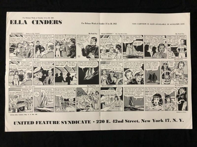 Ella Cinders Newspaper Comic Dailies Proof Sheet 10/15/51