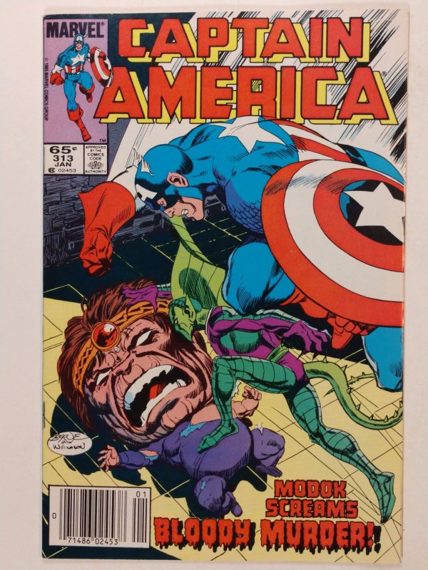 Captain America #313 Newsstand (7.0, 1986) Death of M.O.D.O.K.