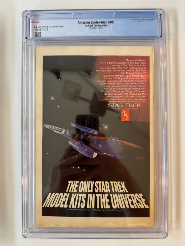 AMAZING SPIDER-MAN #205 CGC 7.0 MARVEL COMICS (1980)