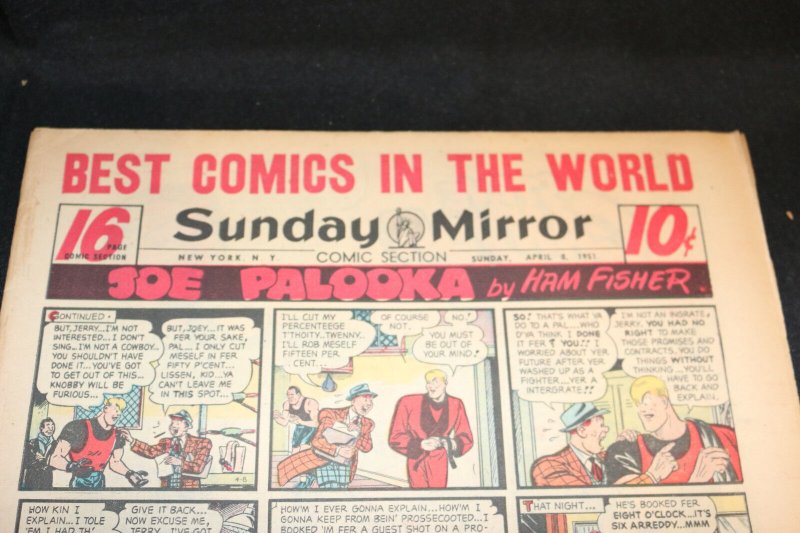 1951 Sunday Mirror Weekly Comic Section April 8th (Fine+) Superman Joe Palooka