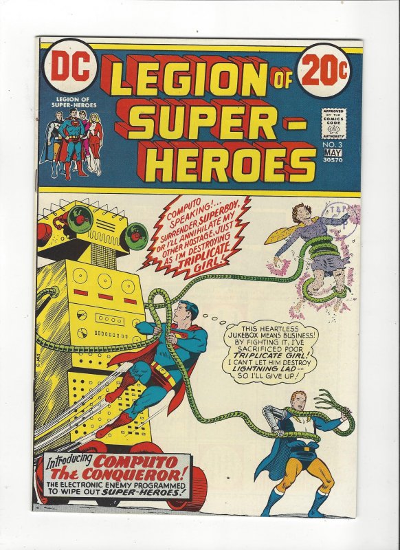 Legion Of Super-Heroes #3 (1973) The Legion VS. Computo High Grade