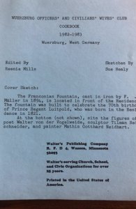 Wuerzburg 1982-3 officers’& civilians’wives cookbook