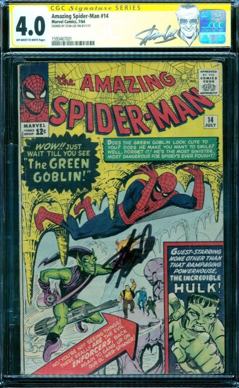 Amazing Spider-Man 14  CGC 4.0  1st Green Goblin  Stan Lee Signature Series 