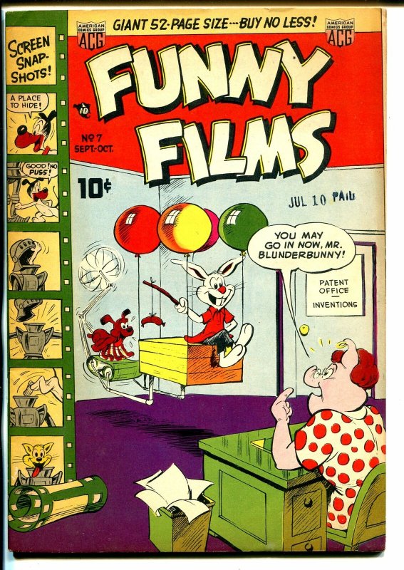 Funny Films #7 1950-ACG-Blunderbunny bizarre cover-wacky humor-VF