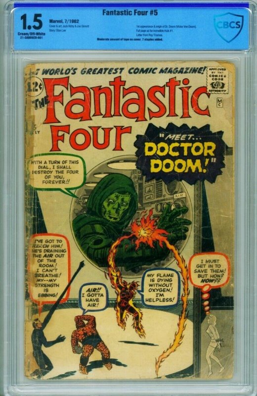 Fantastic Four 5 Cbcs 15 1st Doctor Doom Comic Book Silver Age Comic Books Modern Age 