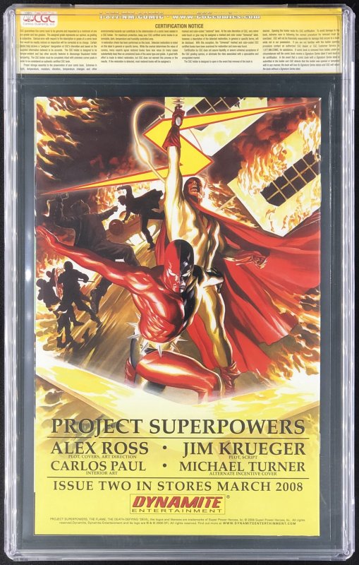 Project Superpowers #1 Negative Edition Michael Turner CGC 9.6 Signature Series