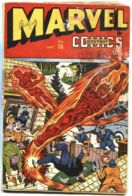 MARVEL MYSTERY #76-1946-SCHOMBURG-HUMAN TORCH-MISS AMERICA BEGINS