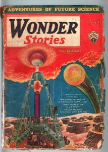 WONDER STORIES 1931 AUG-SCI FI PULP-GREAT COVER ART G