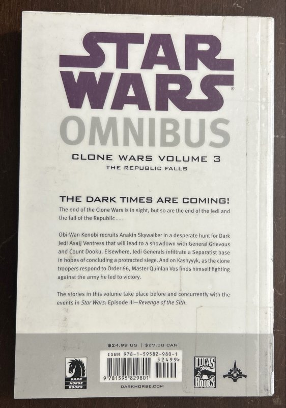 Star Wars Omnibus Clone Wars TPB Vol 3 The Republic Falls EX-LIBRARY READER COPY