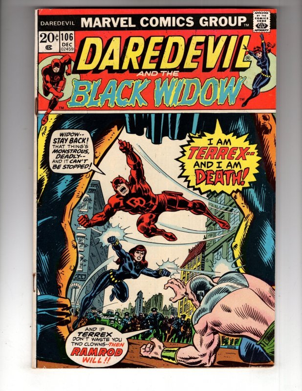 Daredevil #106 (1973) Black Widow! Moondragon Appearance / EC#2