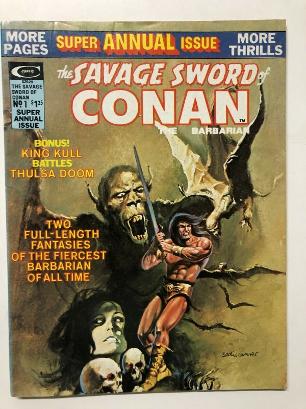 SAVAGE SWORD OF CONAN ANN 1F-VF 1975 b&w Barry Smith reprints classic