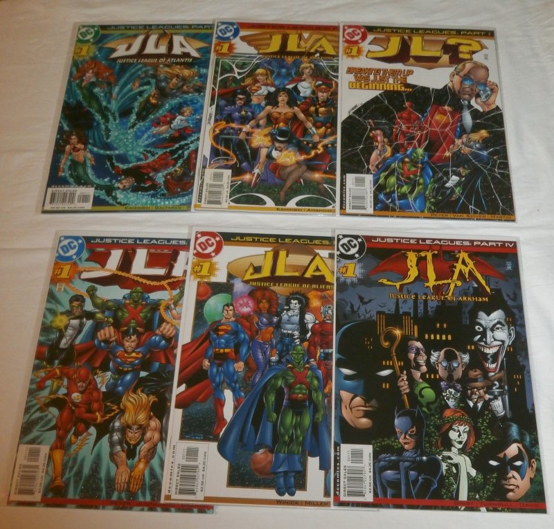 Justice Leagues (2001) parts 1-6 (set of 6) Amazons Arkham Aliens Atlantis JLA ?