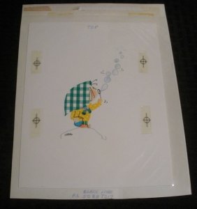 CUTE GIRL Checkered Hankerchief Blowing Bubbles 7x10 Greeting Card Art #8017