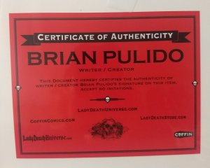 Lady Death: Apocalyptic Abyss #2 NM signed by Brian Pulido with COA