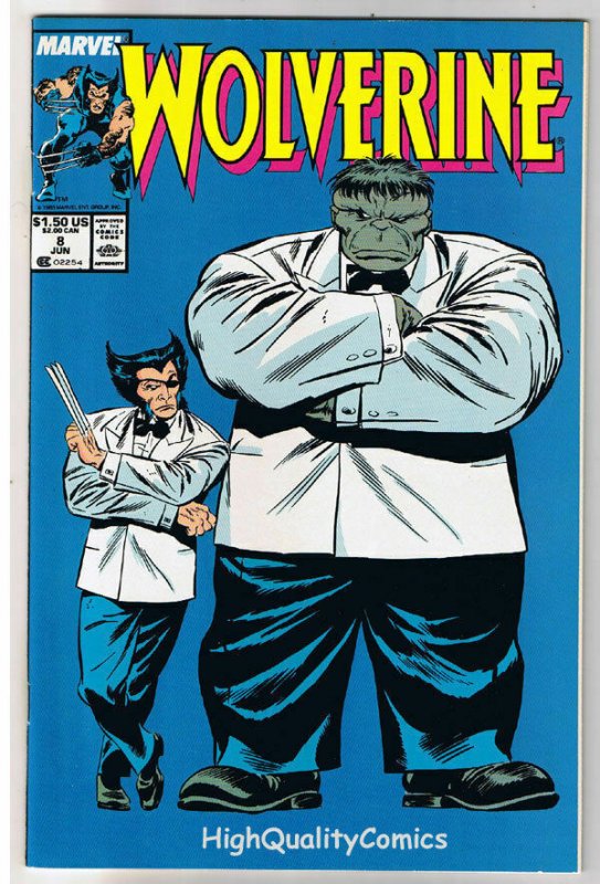 WOLVERINE #8, vs HULK, NM+, Bucsema, Claremont, 1988,more Hulk & Wolv in store 