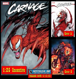 CARNAGE #7 CVR A + B + 1:25 LARROCA VAR NM SET MARVEL 2024 PRESALE PROSHIPS 5/15