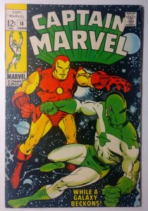 Captain Marvel #14 (5.0, 1969) Iconic cover art by Frank Springer