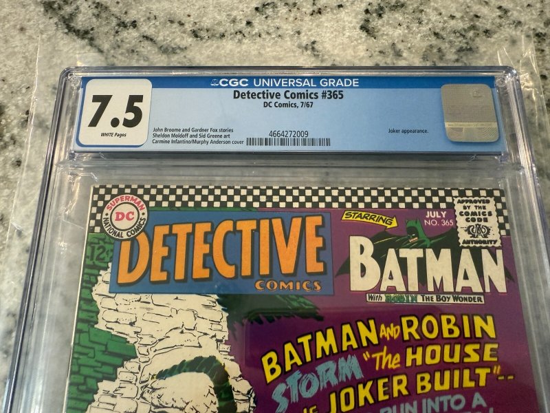 Detective Comics # 365 CGC Graded 7.5 DC Silver Age Batman Comic Book 1967 JH21
