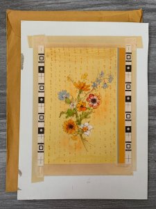 VERY SPECIAL OCCASION Orange White & Blue Flowers 8x11 Greeting Card Art A9003