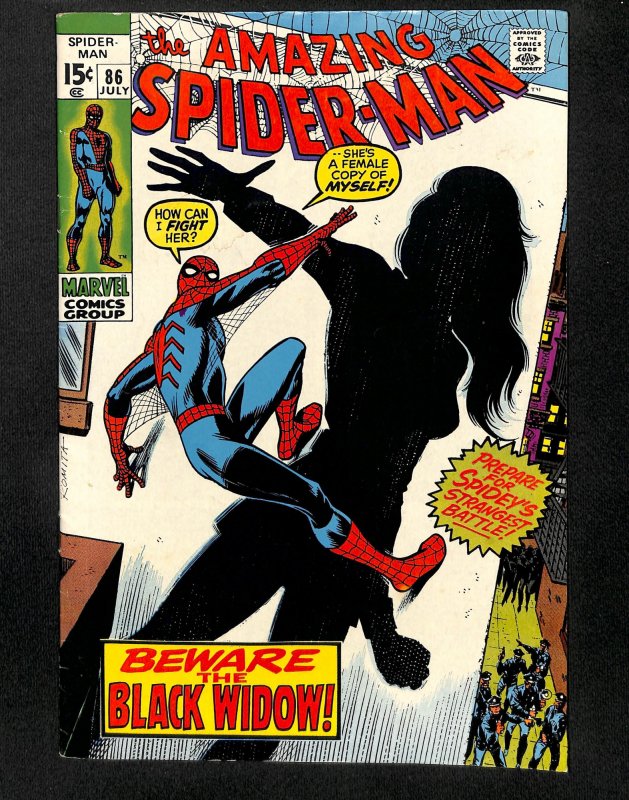 Amazing Spider-Man #86 FN- 5.5 Origin of Black Widow! Marvel Comics Spiderman