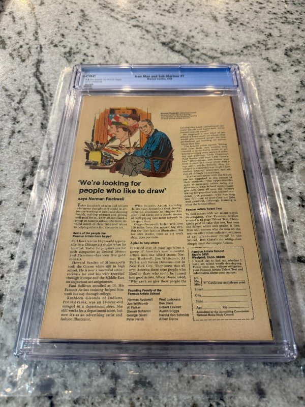 Iron Man & Sub-Mariner # 1 CGC Graded 7.5 Marvel Comic Book 1968 Silver Age JH33