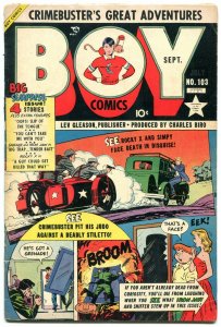 Boy Comics #103 1954- Motorcycle with sidecar cover- Golden Age VG/F