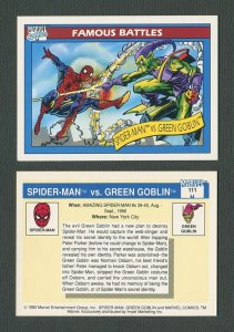 1990 Marvel Comics Card  #111 (Spiderman vs Green Goblin)  NM-MT