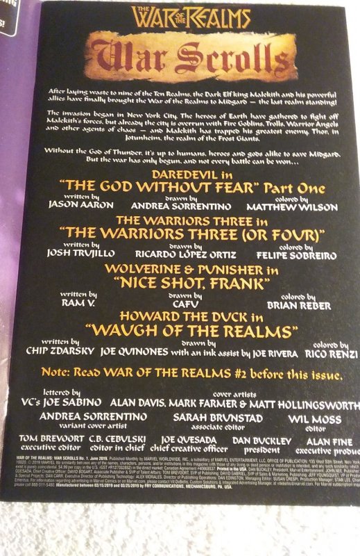 War of the Realms: War Scrolls #1 (2019)