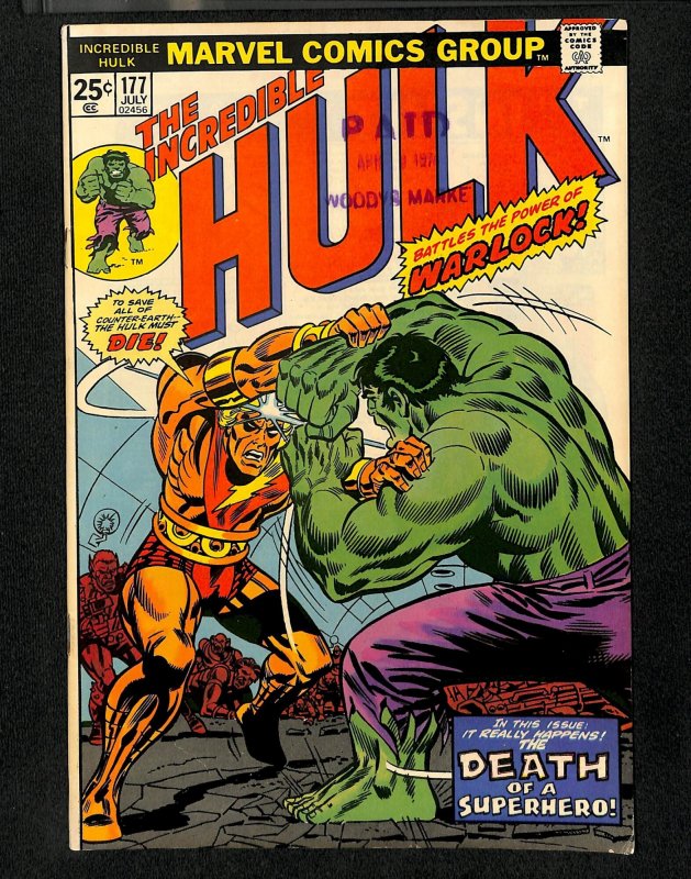 Incredible Hulk (1962) #177 Battles Warlock!