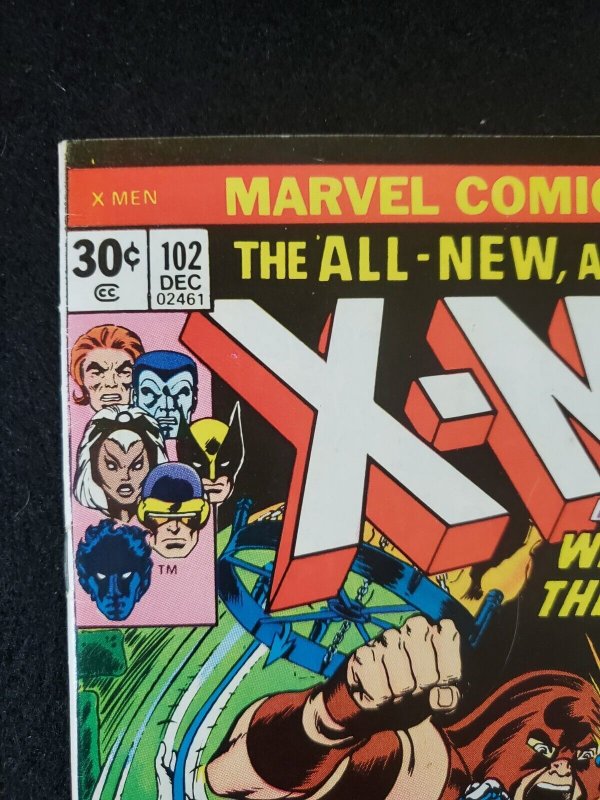 X-Men #102 1st Juggernaut Vs Colossus Battle Origin Storm Marvel 1976 Marvel FN
