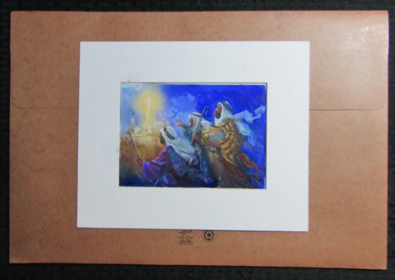 MERRY CHRISTMAS Three Wise Men with Glowing Cross 11x9 Greeting Card Art #nn