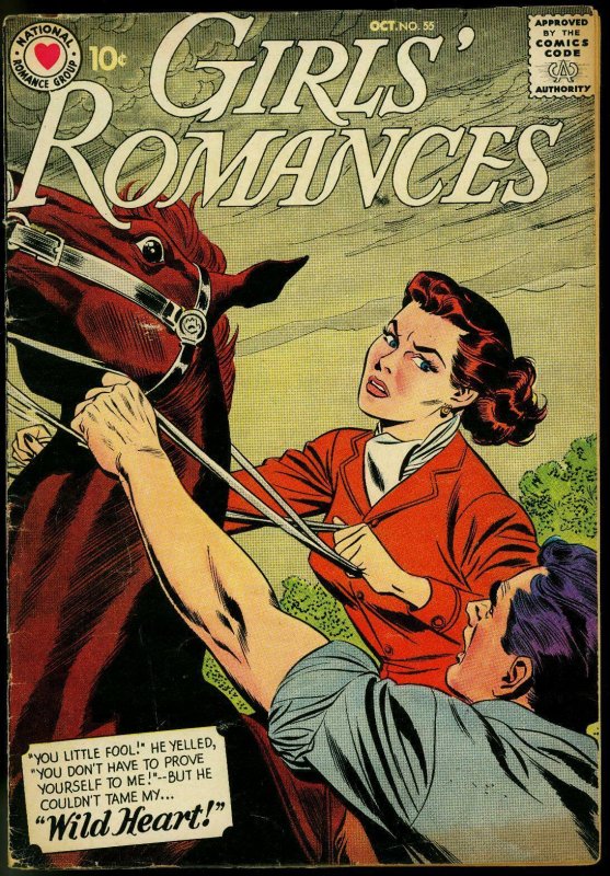 GIRLS' ROMANCES #55 1958-DC COMICS-HORSE RIDING-LOVE-DC VG