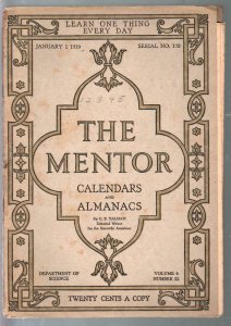 Mentor Calendars and Almanacs-1/1/1919-CF Talman-Aztec Stone calendar-VG/FN