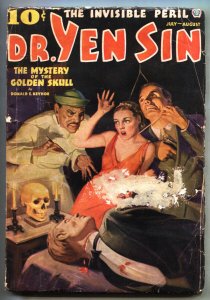 Dr. Yen Sin #3-July 1936-Asian menace-deacpitation-skull cover-WILD Pulp mag