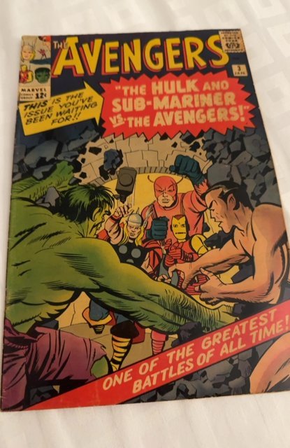 The Avengers #3  (1964) Hulk/Namor vs the avengers see description