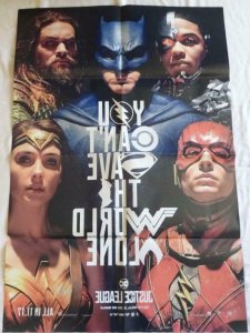 JUSTICE LEAGUE DOUBLE SIDED Promo Poster , 27 x 39,  2017, DC,  Unused 101