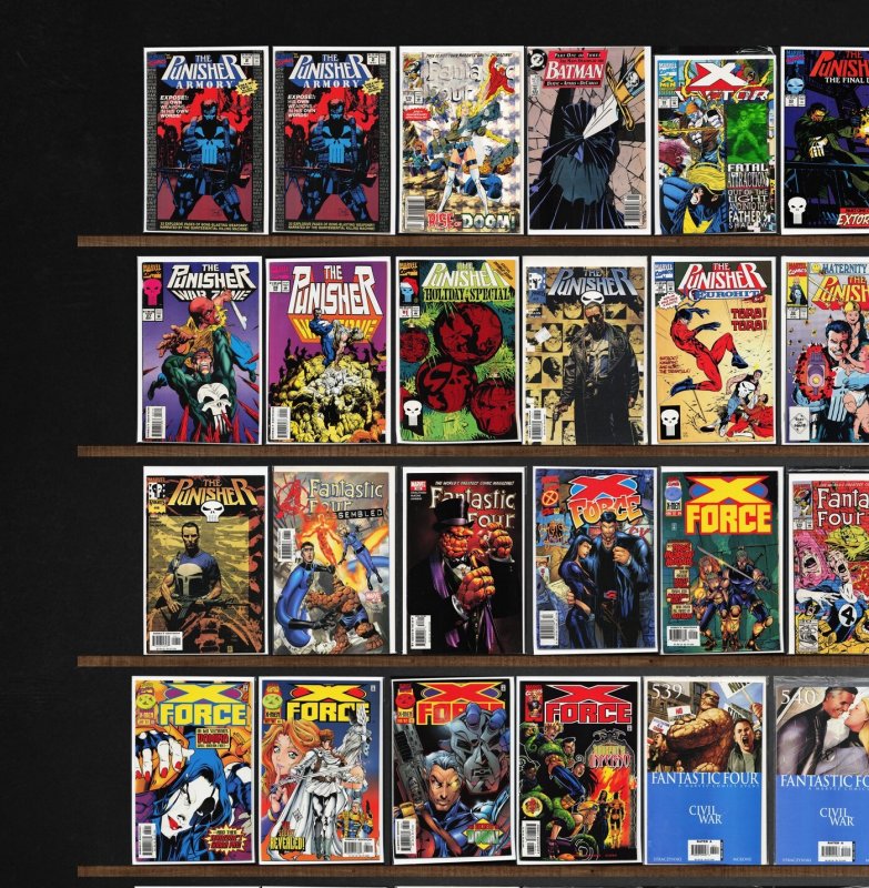 Huge Lot 150+ Comics with Fantastic Four, The Punisher, X-Force & More!