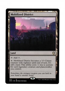 MOBILIZED DISTRICT | RARE | COMMANDER: DOMINARIA UNITED #218 | MTG 2022