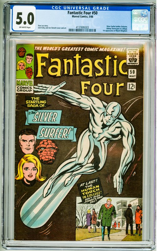 Fantastic Four #50 (1966) CGC 5.0! OW Pages! 1st Appearance of Wyatt ...