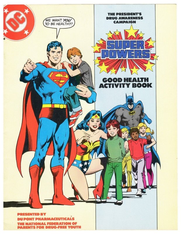 VINTAGE 1989 DC Comics Super Powers Good Health Activity Book Batman Superman 