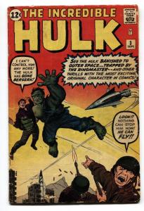 INCREDIBLE HULK #3-comic book-1962-ORIGIN ISSUE-JACK KIRBY-MARVEL KEY