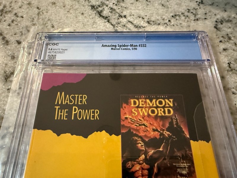 Amazing Spider-man # 332 CGC Graded 9.4 Marvel Comic Book Venom 1990 JH22