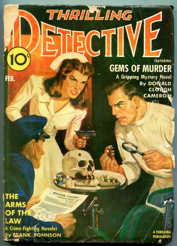 Thrilling Detective February 1942- Dentist cover- Frank Johnson G/VG