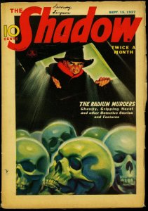 PULP:  The Shadow Pulp September 15 1937- Radium Murders- Top Skull cover FN